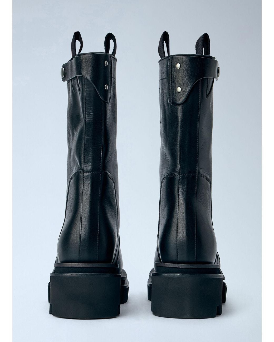 Rick Owens Blue Pull On Bogun Leather Boots