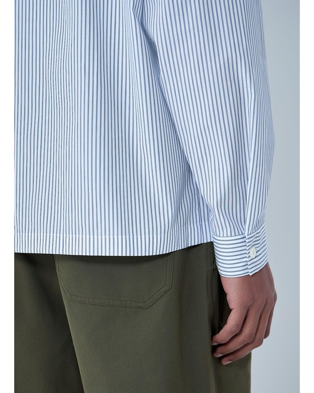 Prada Blue Zip-Front Stripe Shirt for men