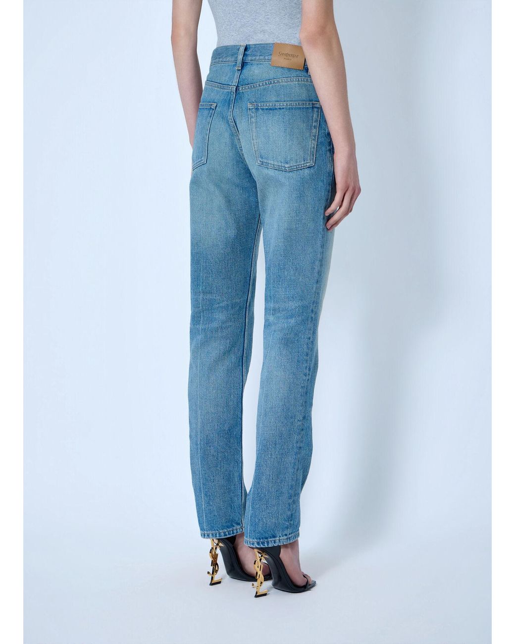 Saint Laurent Blue Mid-Rise Straight Jeans