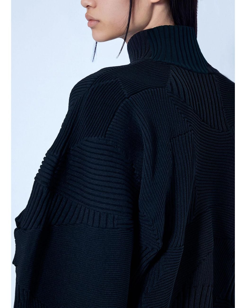 Issey Miyake Blue Kone Kone Ribbed Knitted Jacket