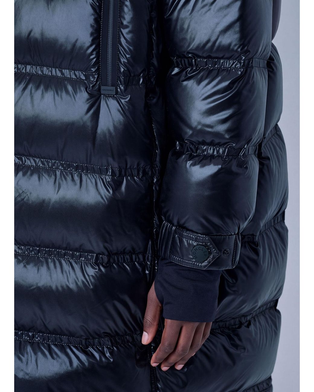 Moncler Blue Rochelairs Hooded Long Down Jacket