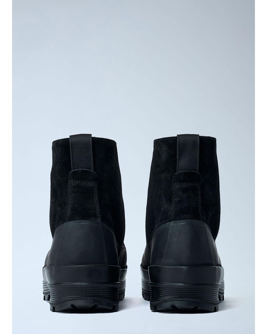 Stone Island Blue Suede Logo Patch Boots for men