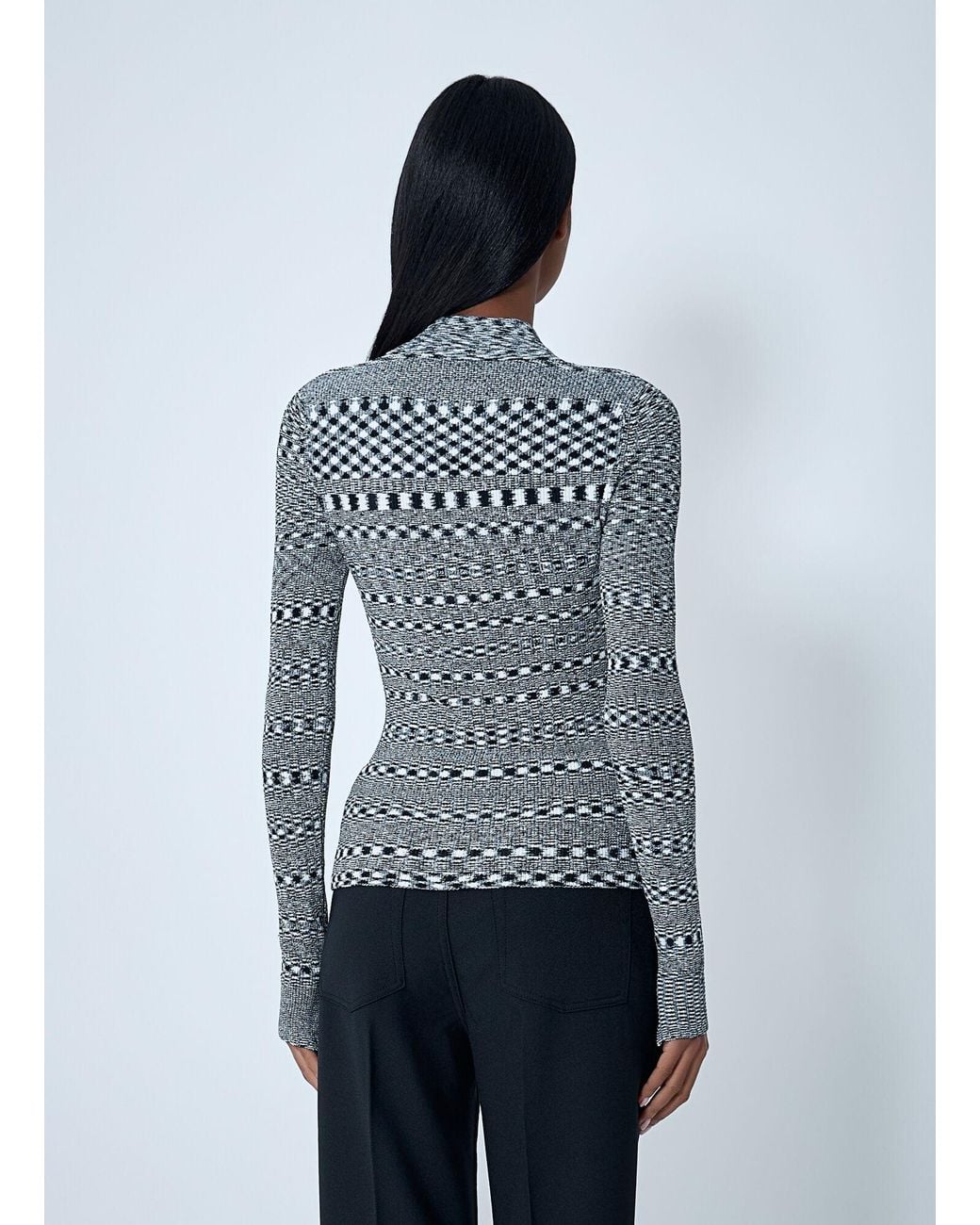 Ganni Blue Spacedyed Polo Sweater