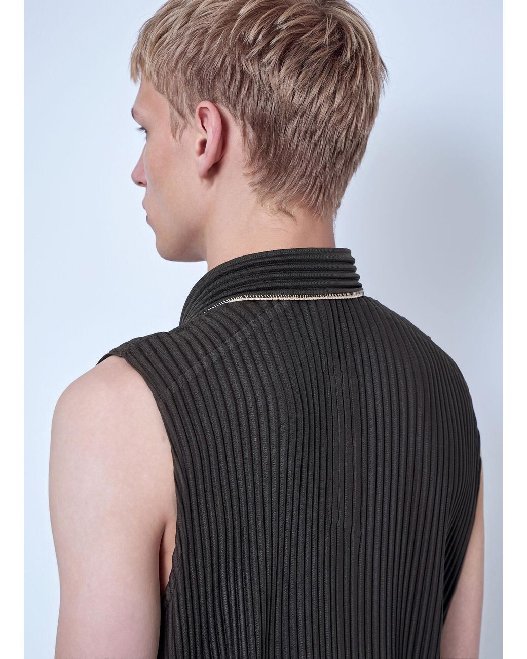 Homme Plissé Issey Miyake Gray Pleated Sleeveless Top for men