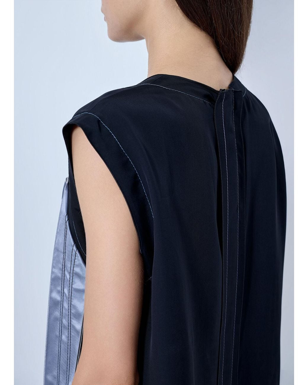 Marni Blue Sleeveless Midi Dress With Satin Detail