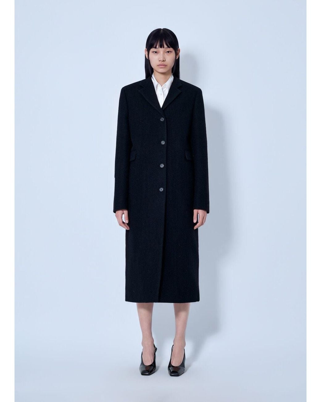 Prada Blue Single-Breasted Wool Coat
