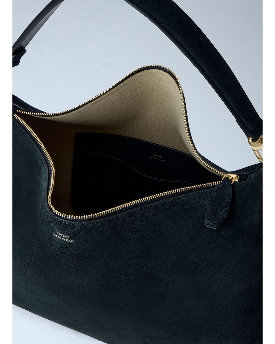 Totême Blue Medium Bevel Suede Shoulder Bag