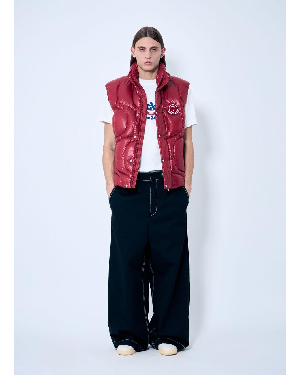 8 MONCLER PALM ANGELS Blue 8 Palm Angels Wide-Leg Pants for men