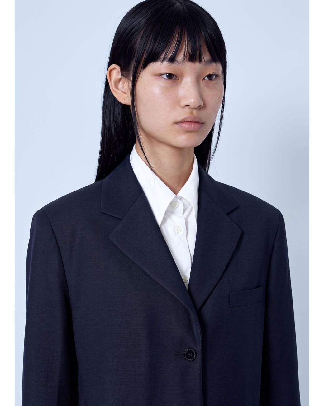 Jil Sander Blue Single-Breasted Wool Blazer