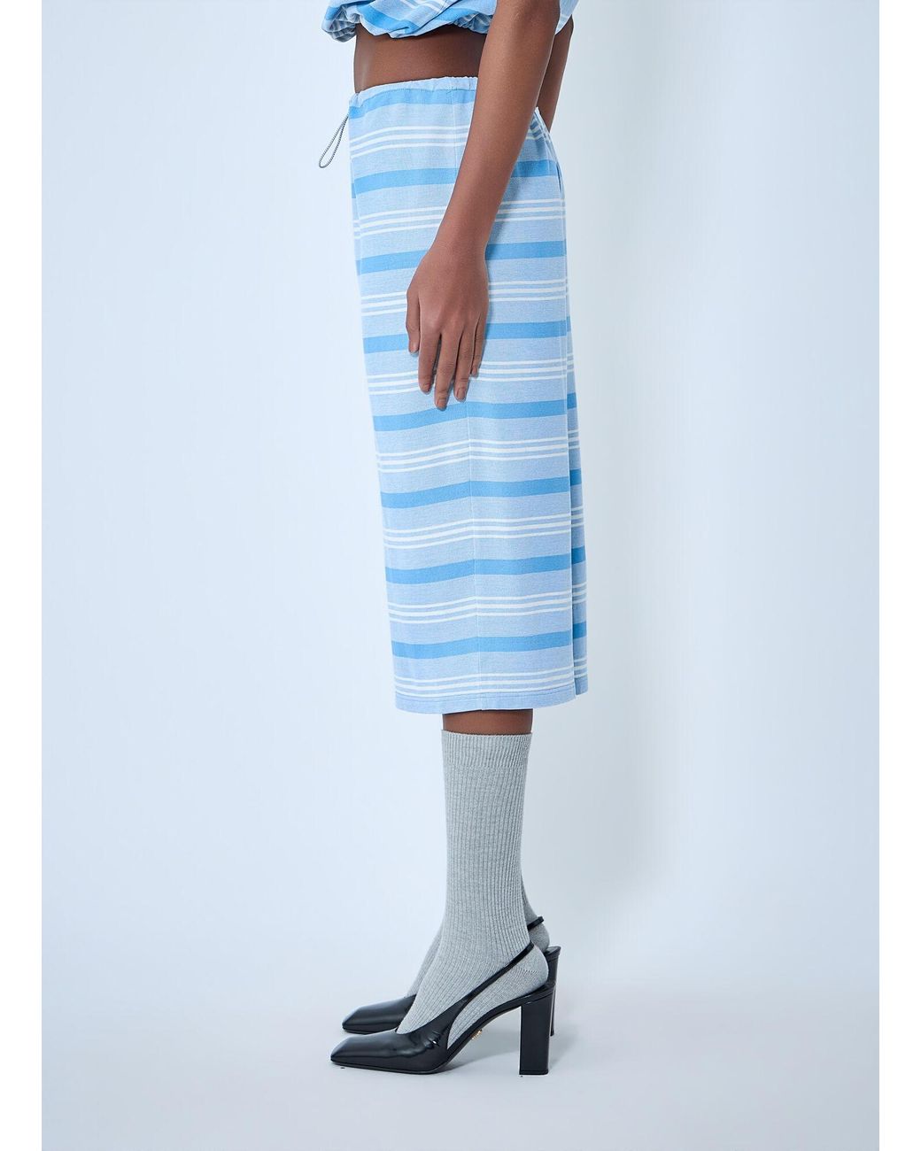 Prada Blue Striped Pencil Skirt