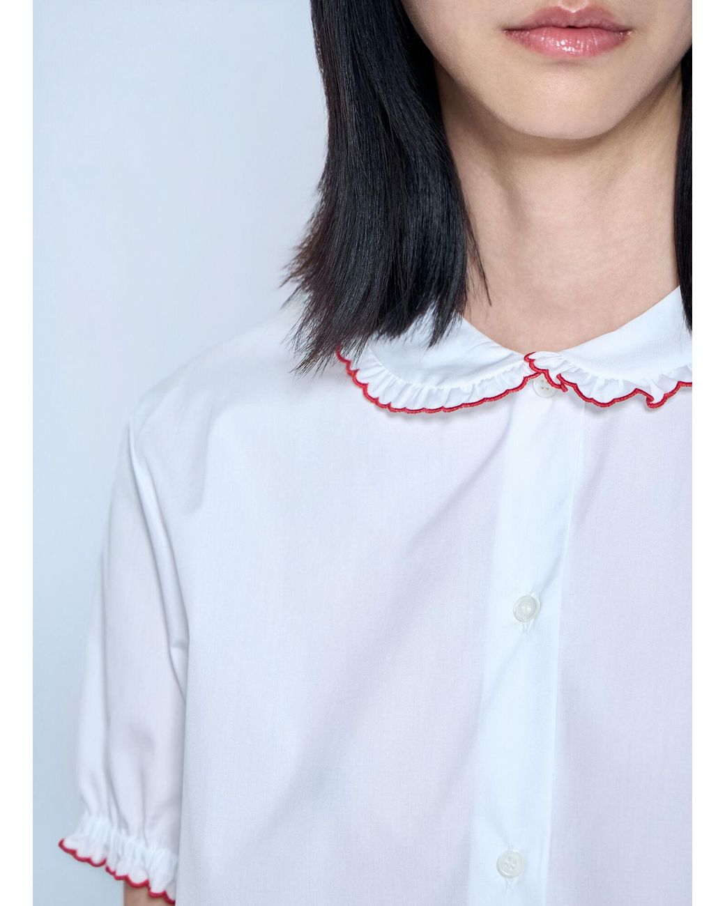 Miu Miu White Embroidered Poplin Shirt