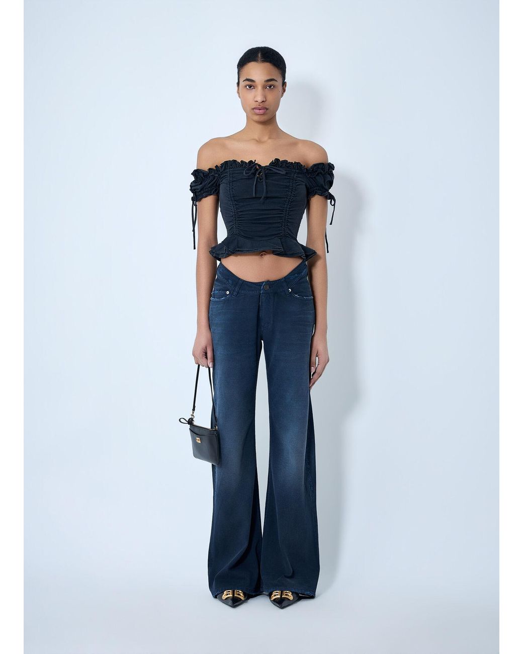 Balenciaga Blue Curved Waist Jeans