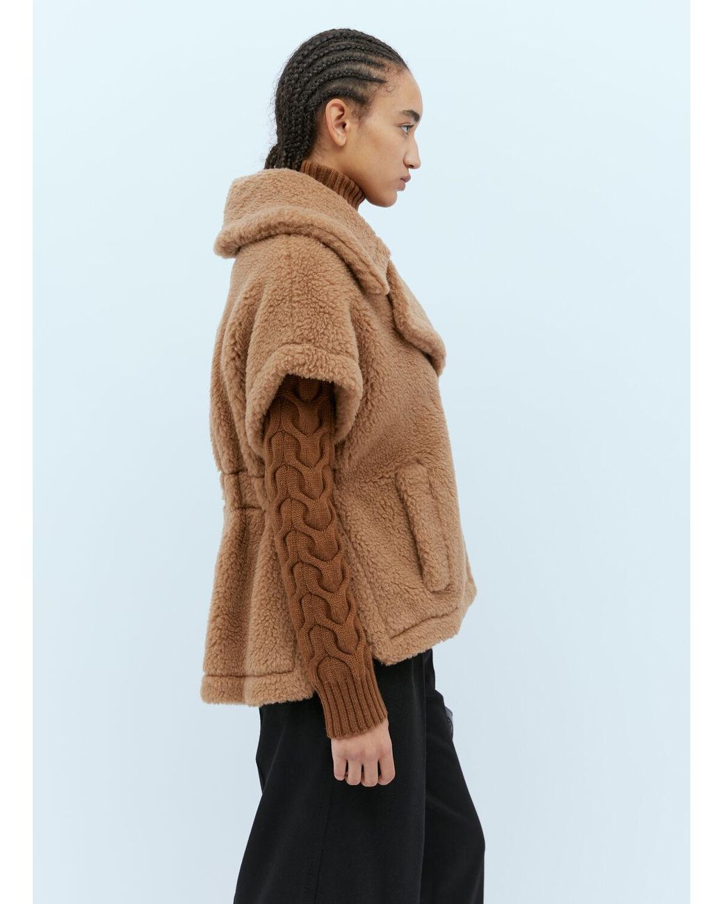 Max Mara Teddy Gilet Cape in Natural | Lyst