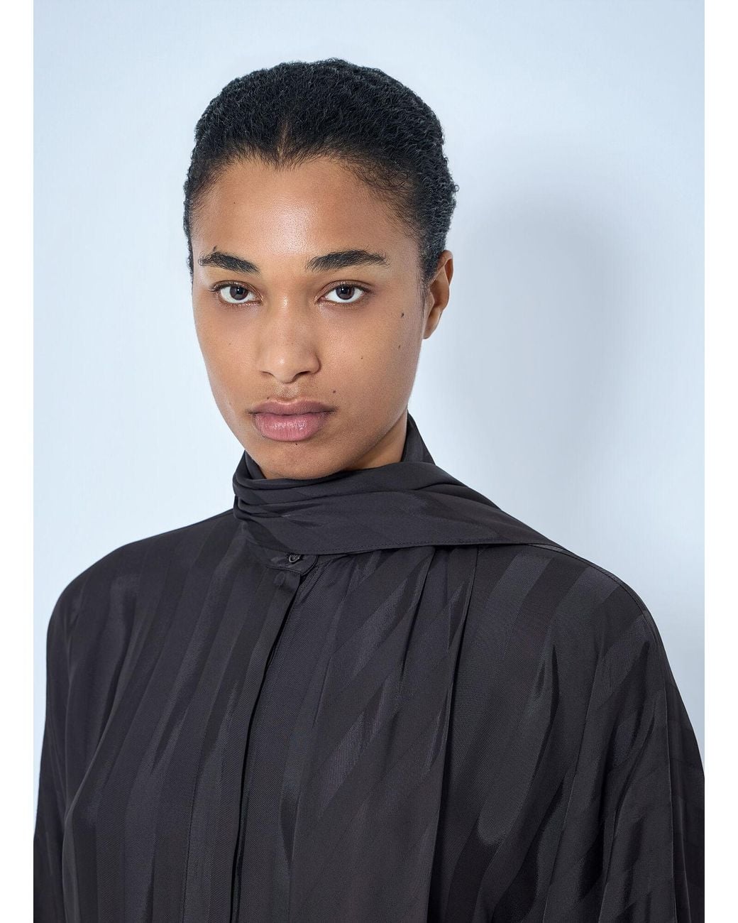 Sportmax Blue Striped Tie-Neck Blouse