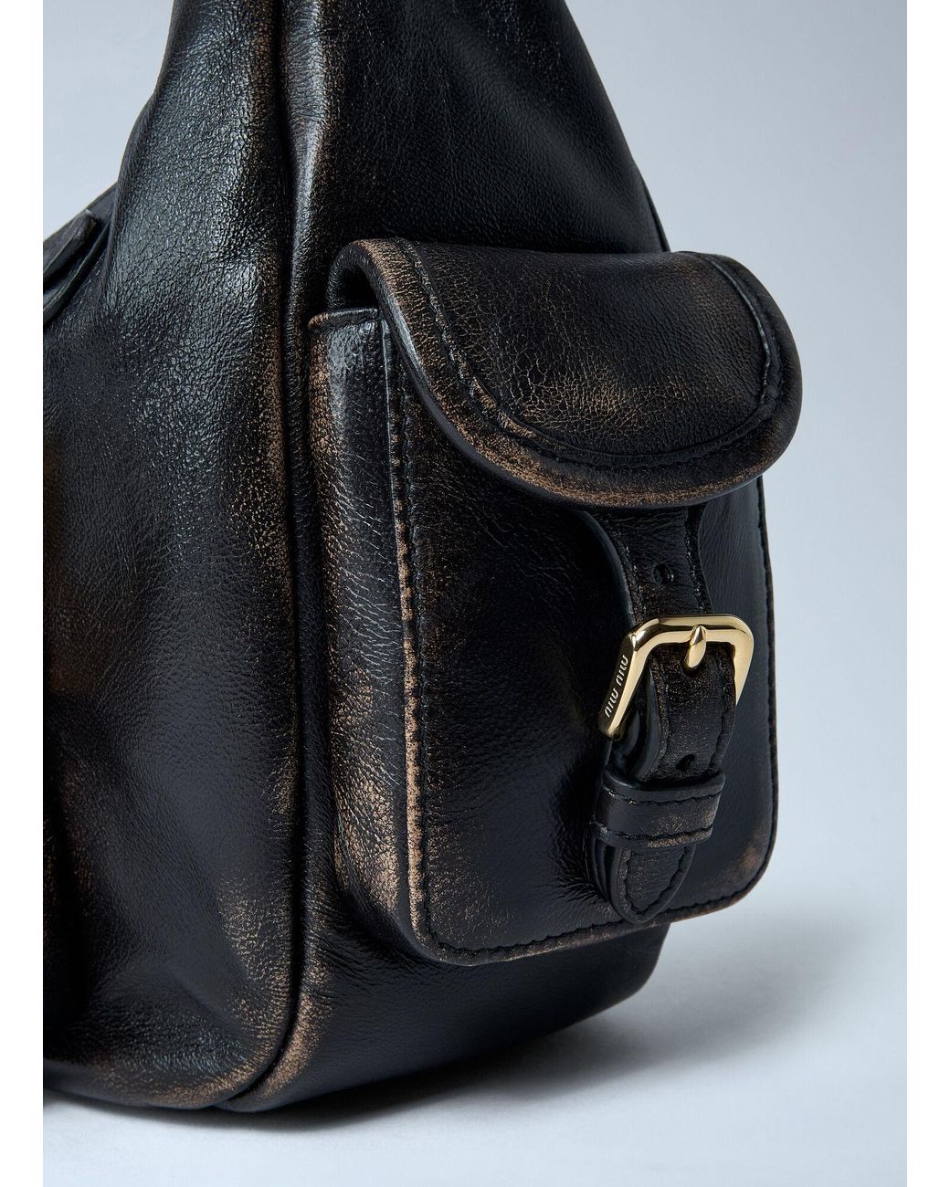 Miu Miu Black Pocket Leather Shoulder Bag