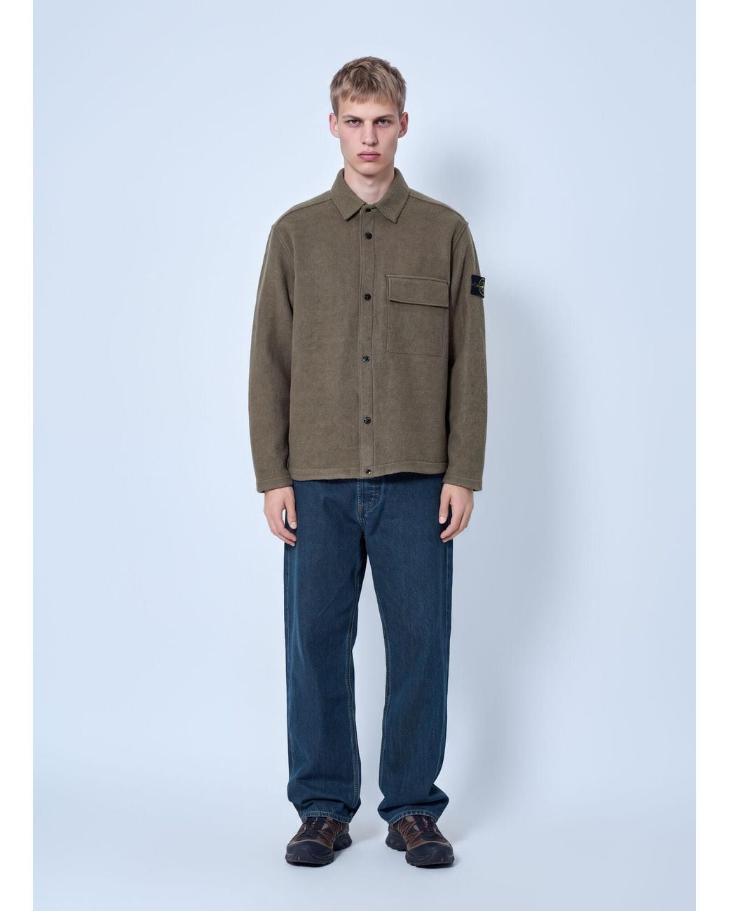 Stone Island Gray Wool Shirt Jacket for men