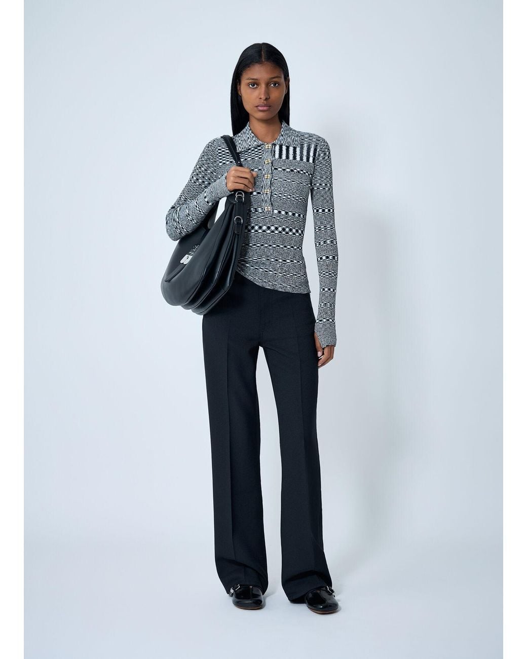 Ganni Blue Spacedyed Polo Sweater