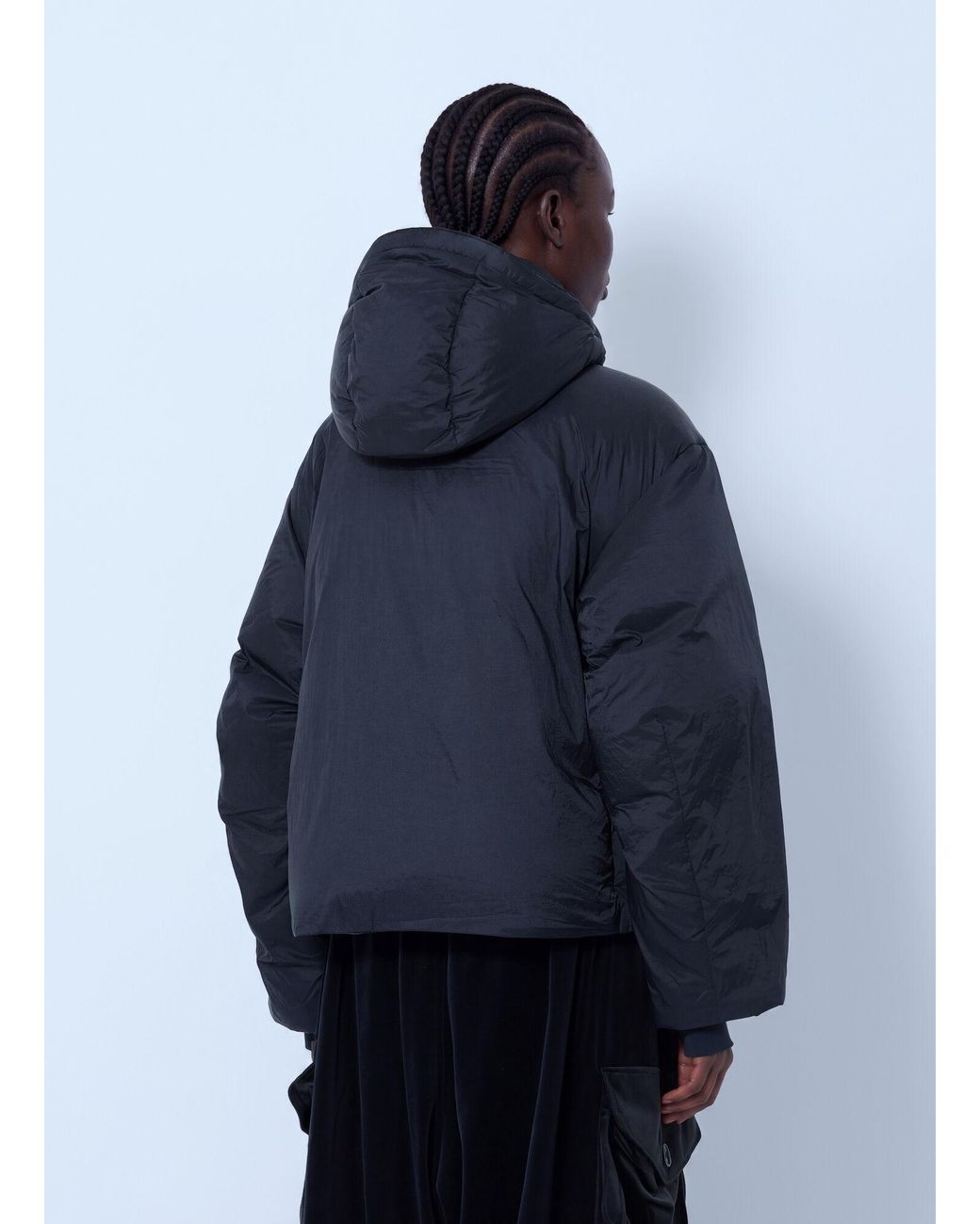 Y-3 Blue Hooded Puffer Jacket