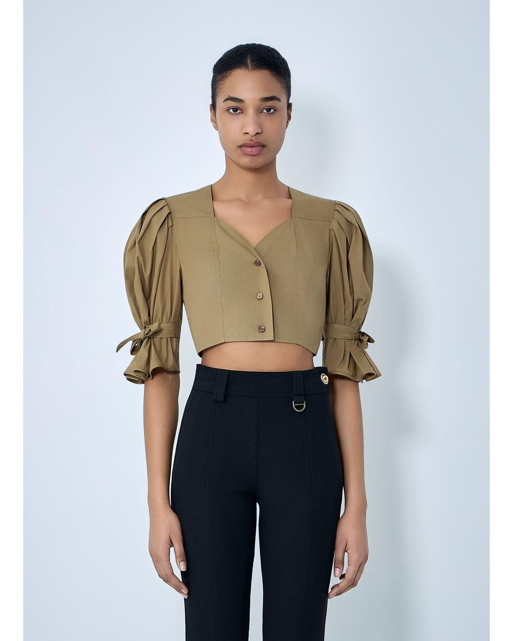 Chloé Blue Chloé Structured Cropped Blouse