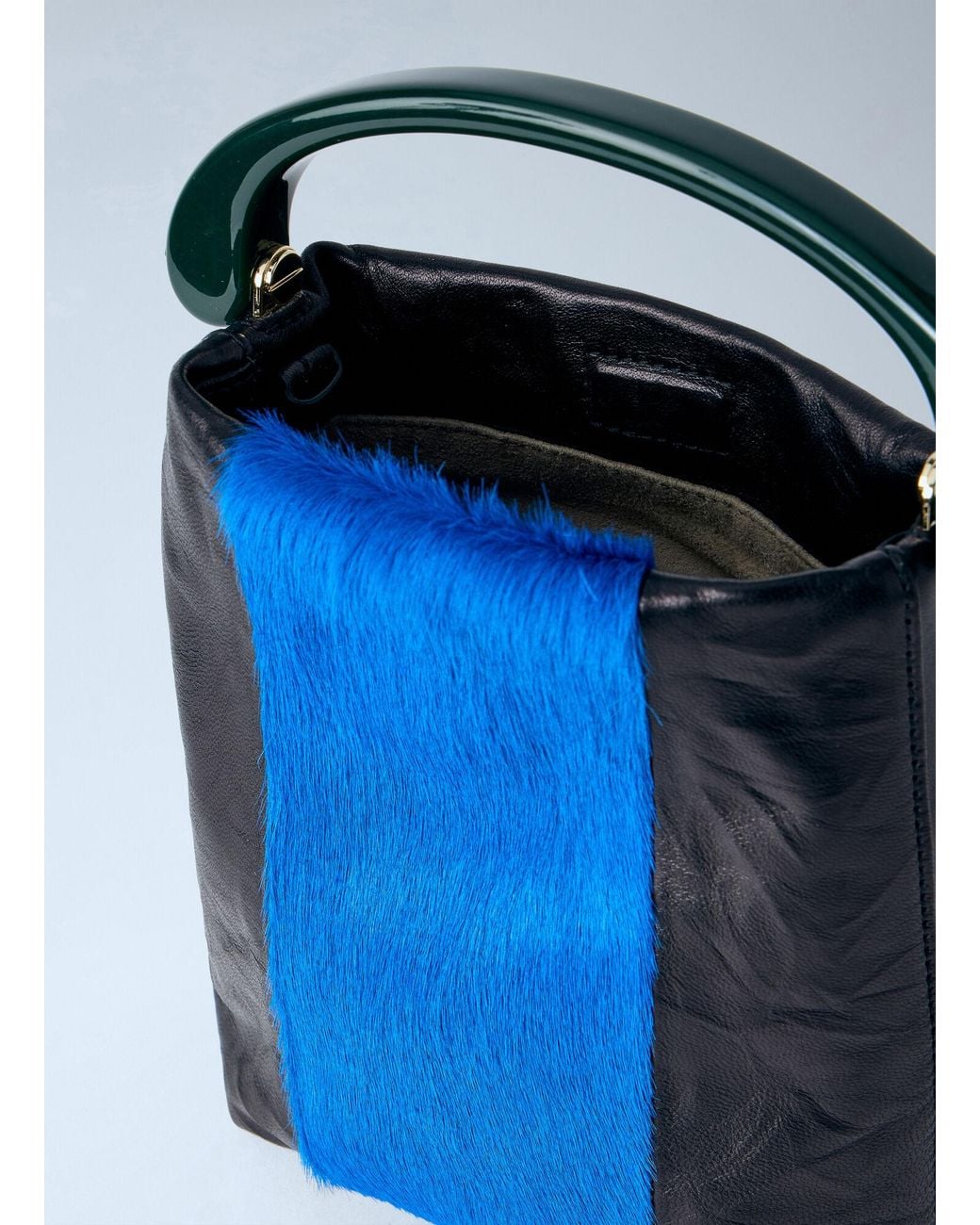 Dries Van Noten Blue Structured Leather Handbag