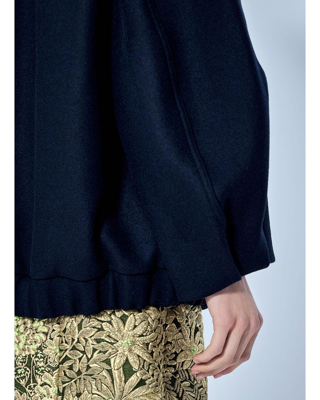 Dries Van Noten Blue High Collar Wool Jacket