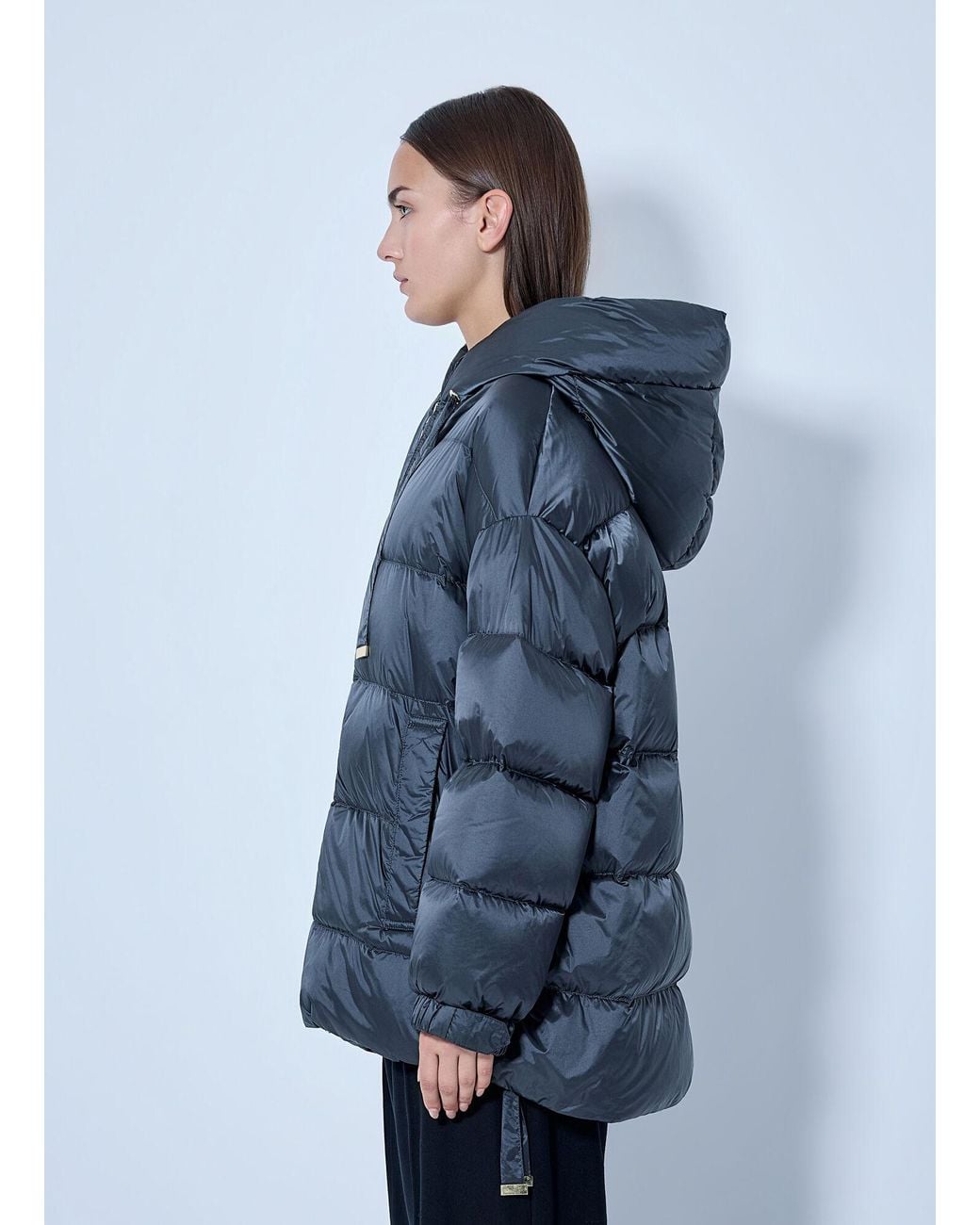 Max Mara Blue Hooded Puffer Jacket