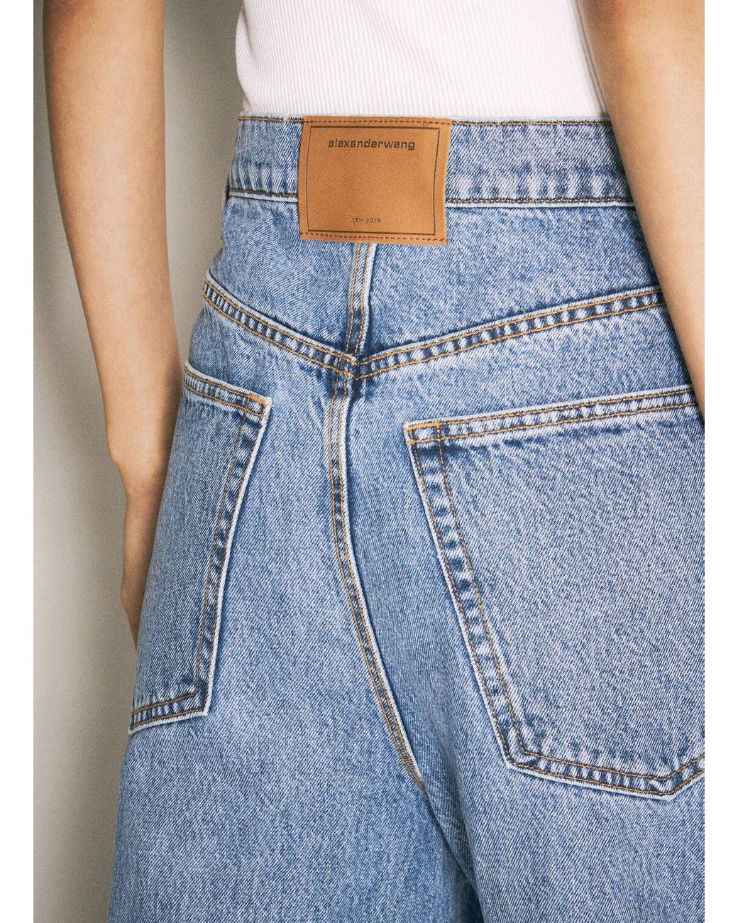 Alexander Wang Cursive Logo Balloon Jeans in Blue | Lyst