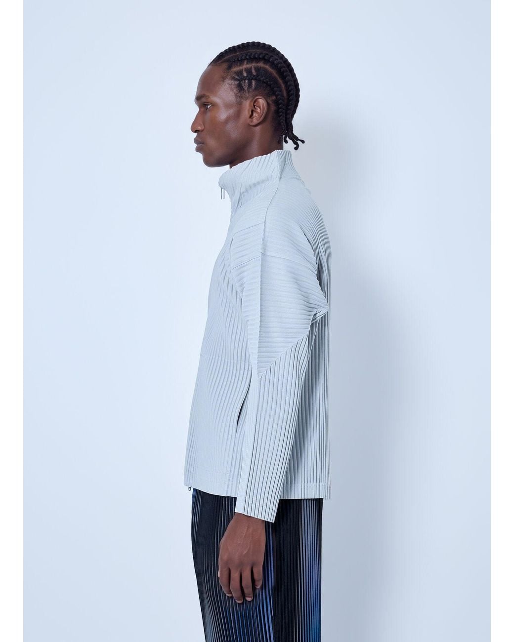Homme Plissé Issey Miyake White Pleated Zip-Up Cardigan for men