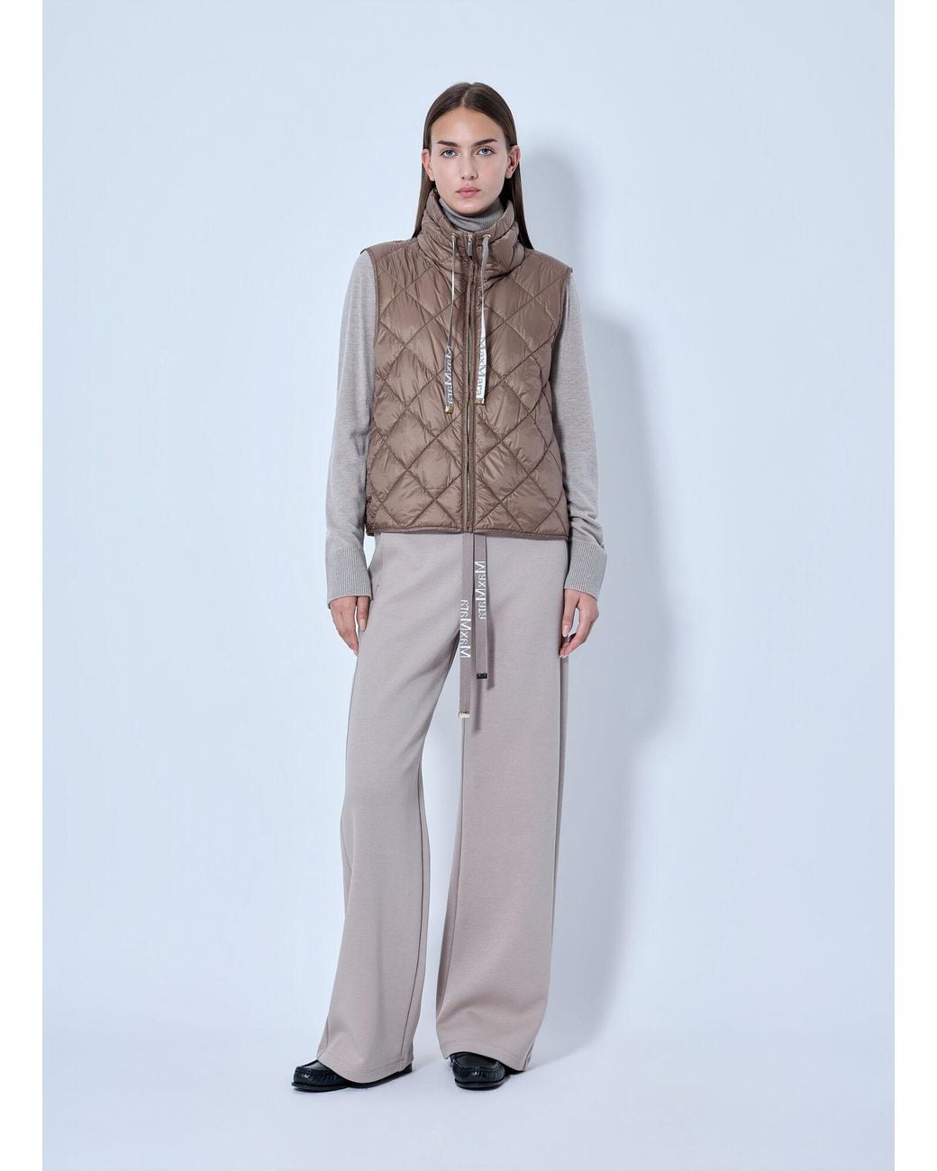 Max Mara Brown Quilted Gilet With High Neck