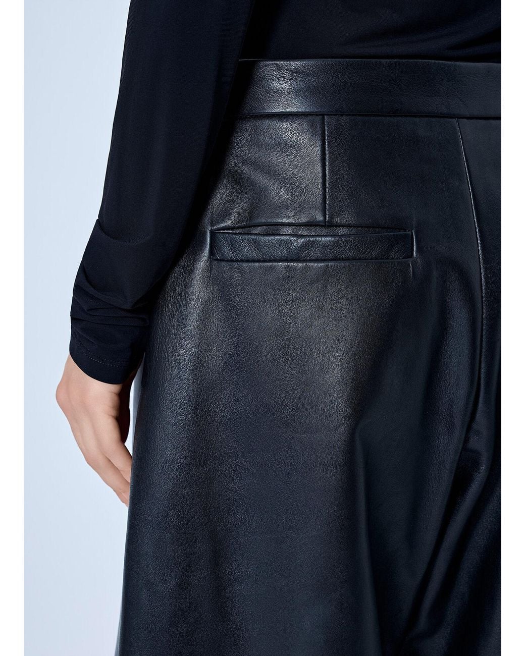 Sportmax Blue Wide-Leg Leather Trousers