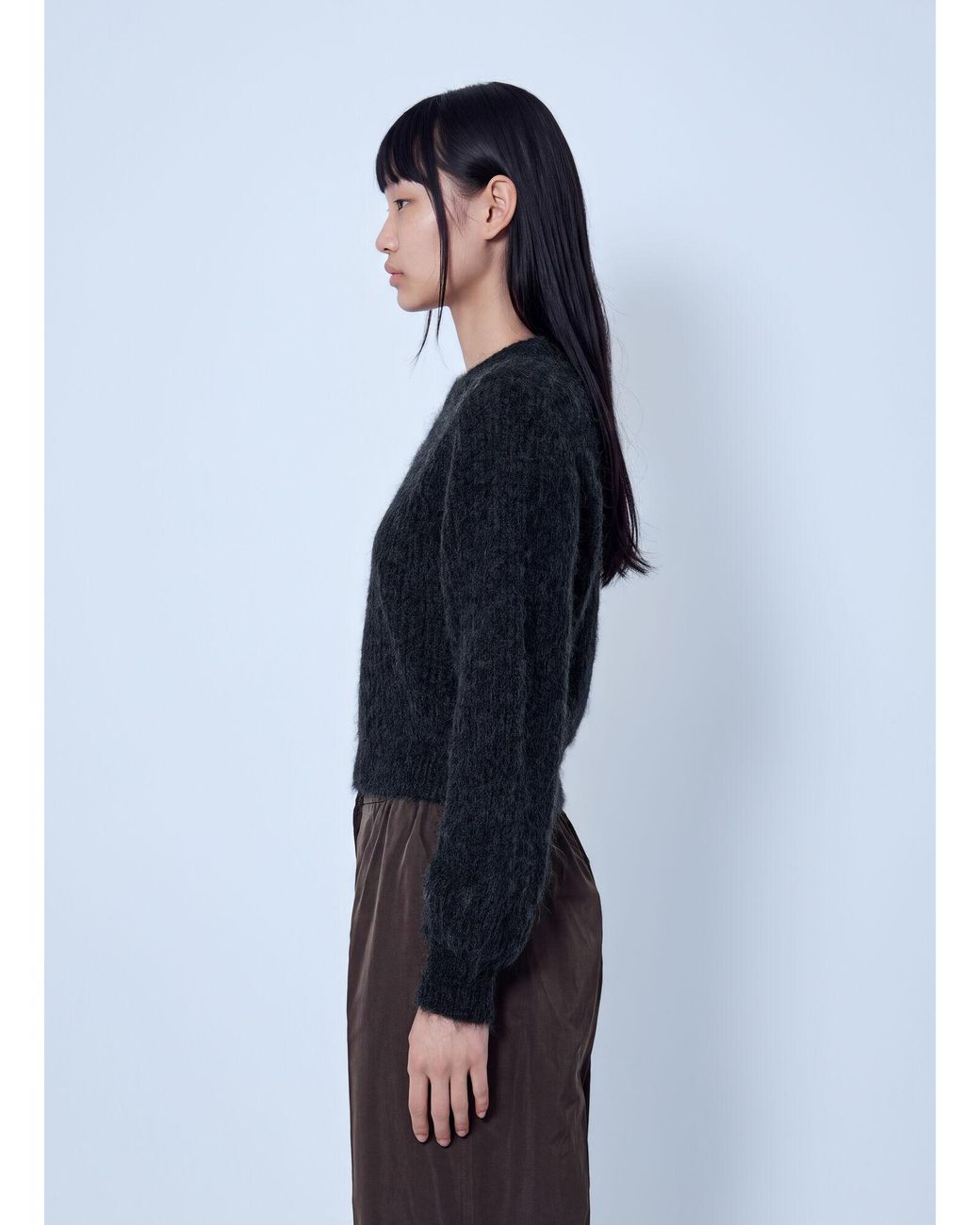 Max Mara Blue Crewneck Mohair-Blend Sweater