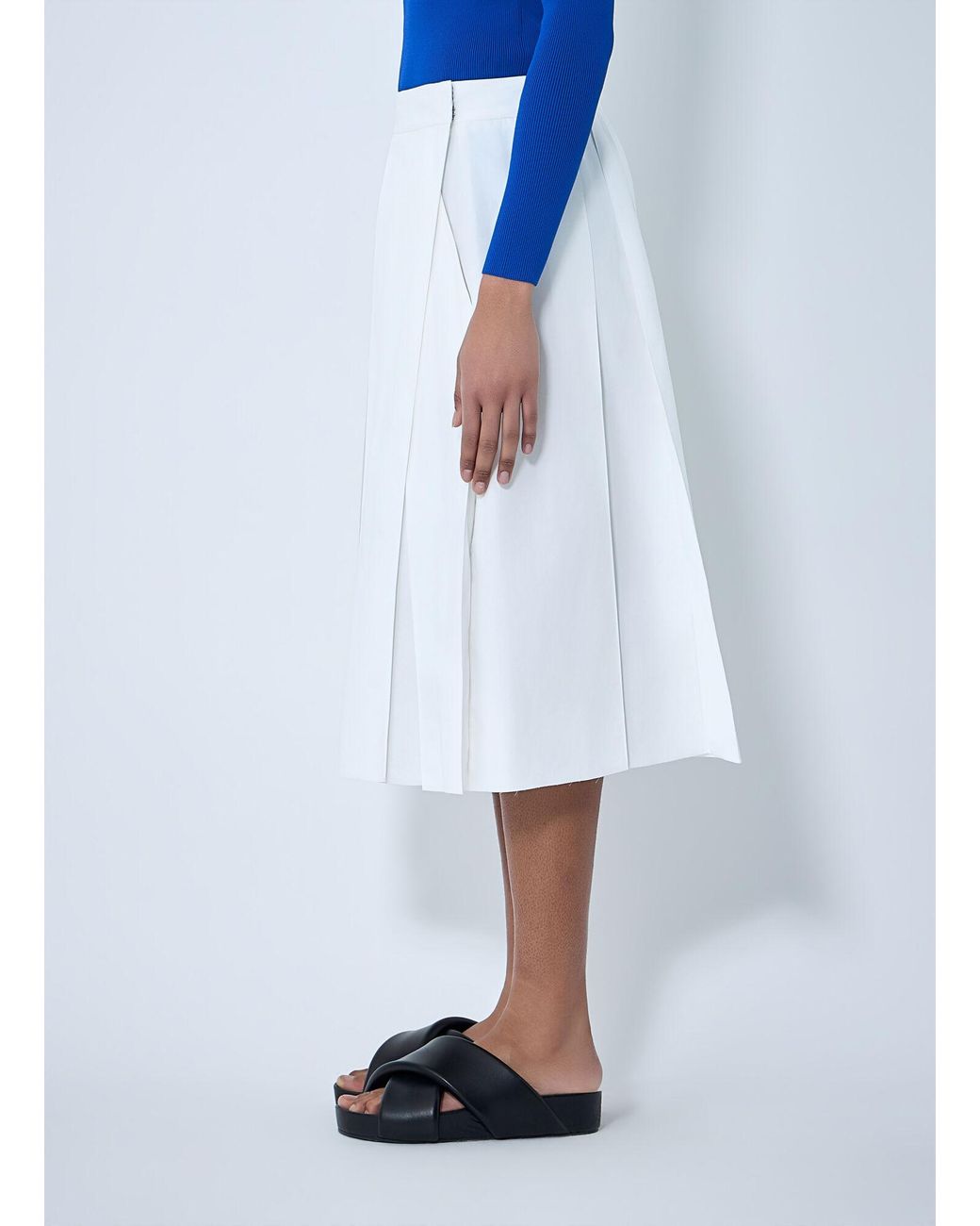 Jil Sander Blue Pleated Midi Skirt