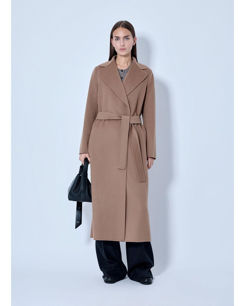 Max Mara Blue Belted Wool Coat