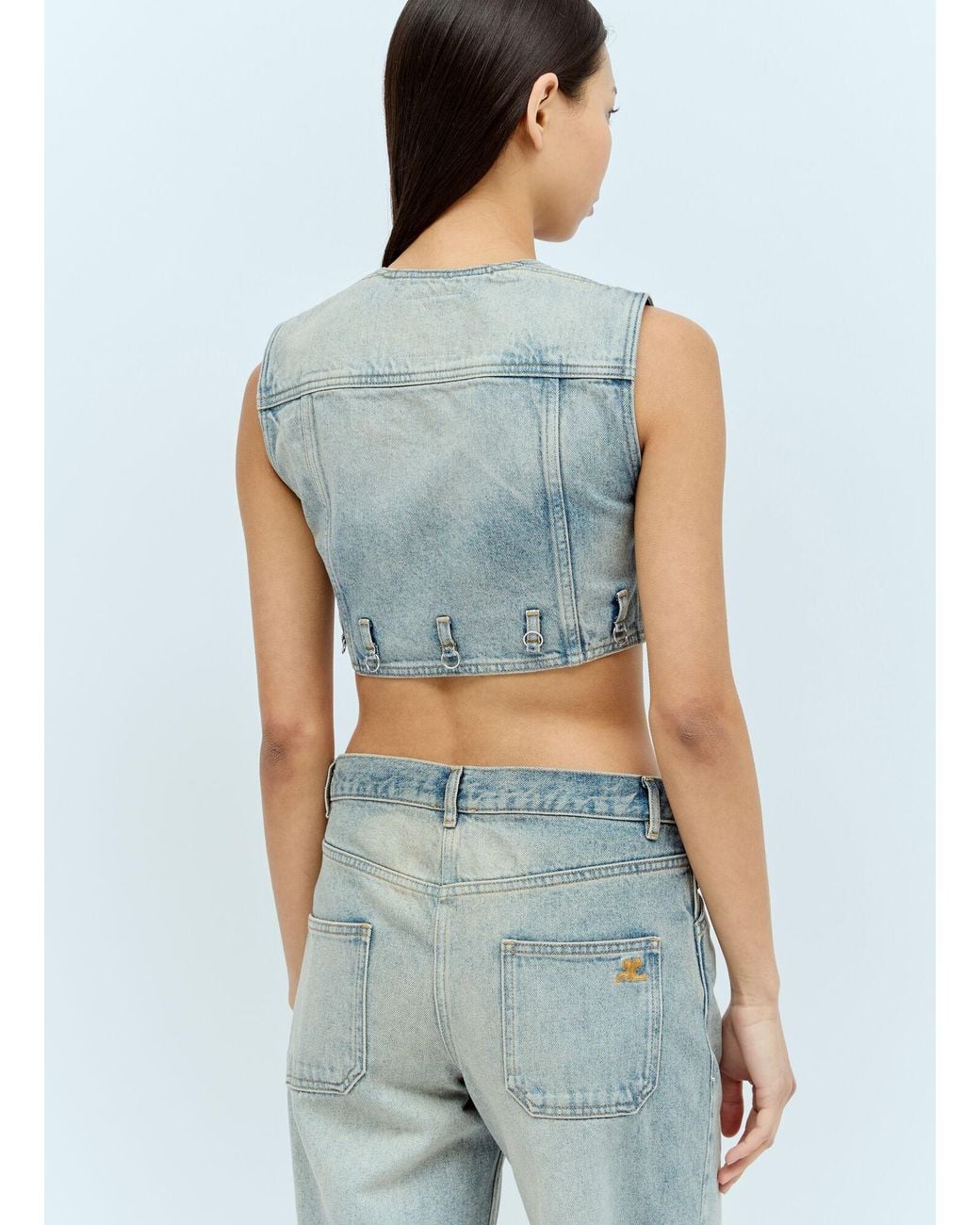 Courreges Blue Denim Crop Vest