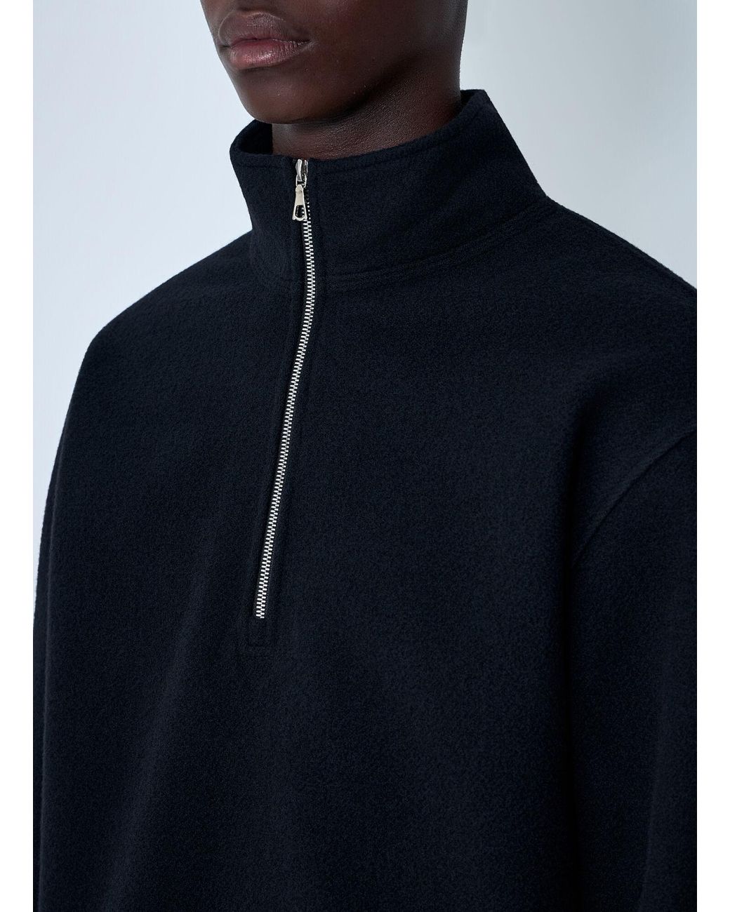 Rier Blue Zip-Up Fleece Sweatshirt