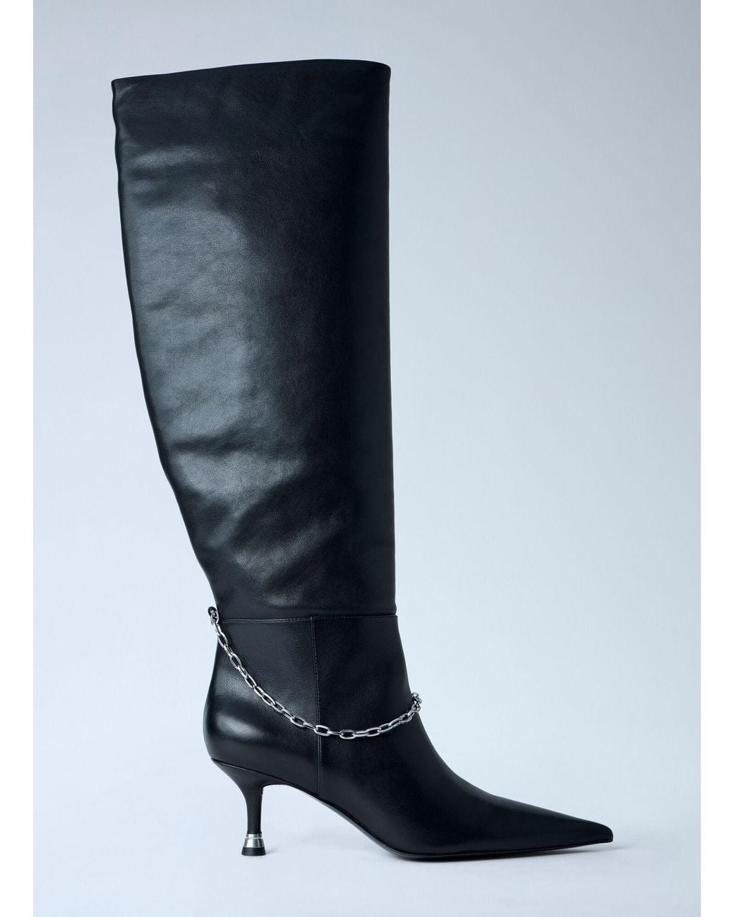 Alexander Wang Blue Chain Detail Knee-High Leather Boots