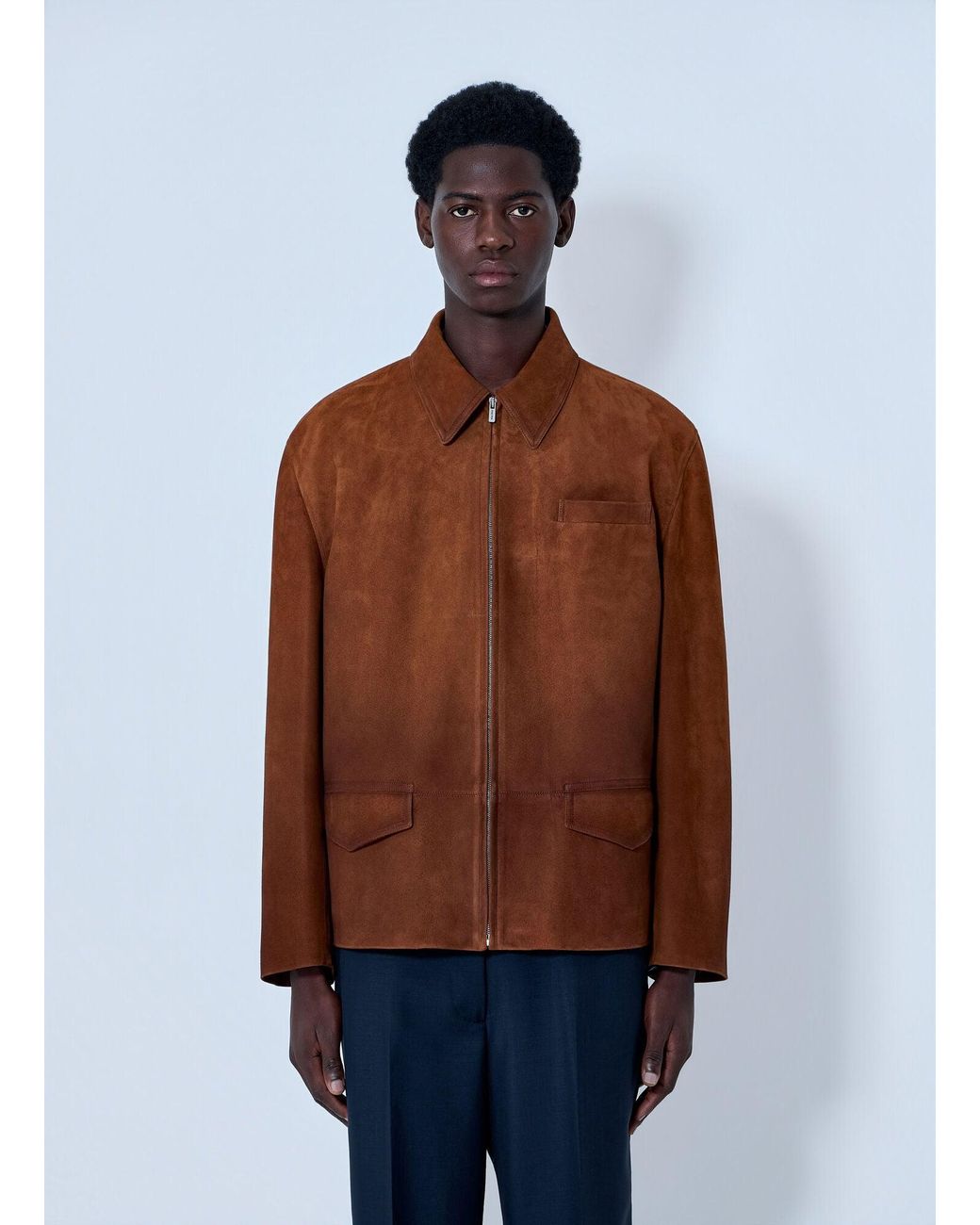 Miu Miu Brown Suede Zip Jacket for men