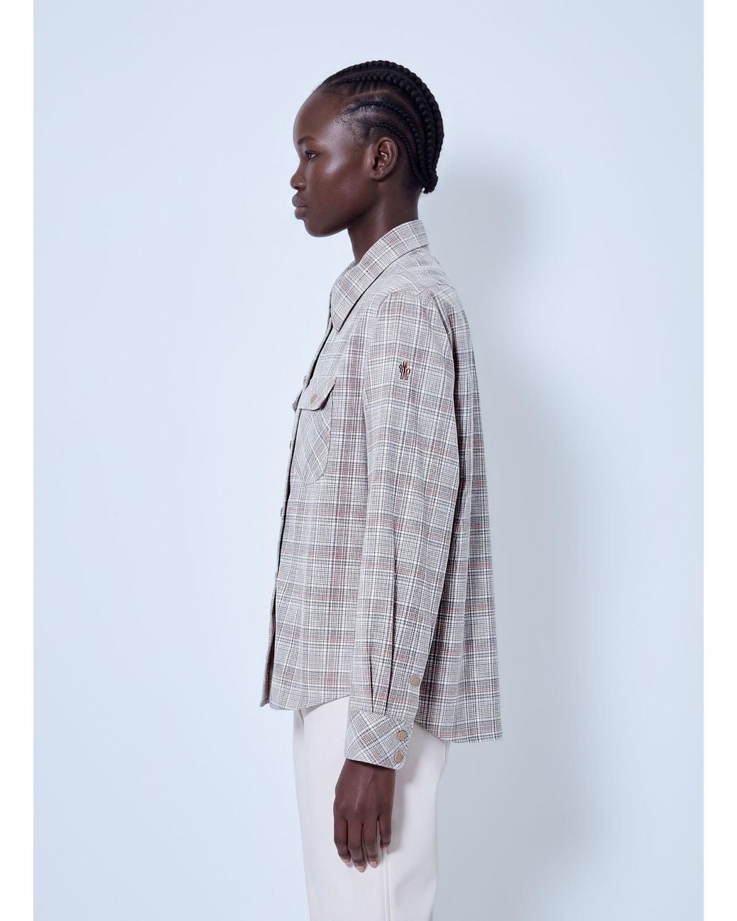 Moncler Gray Checked Button-Up Shirt