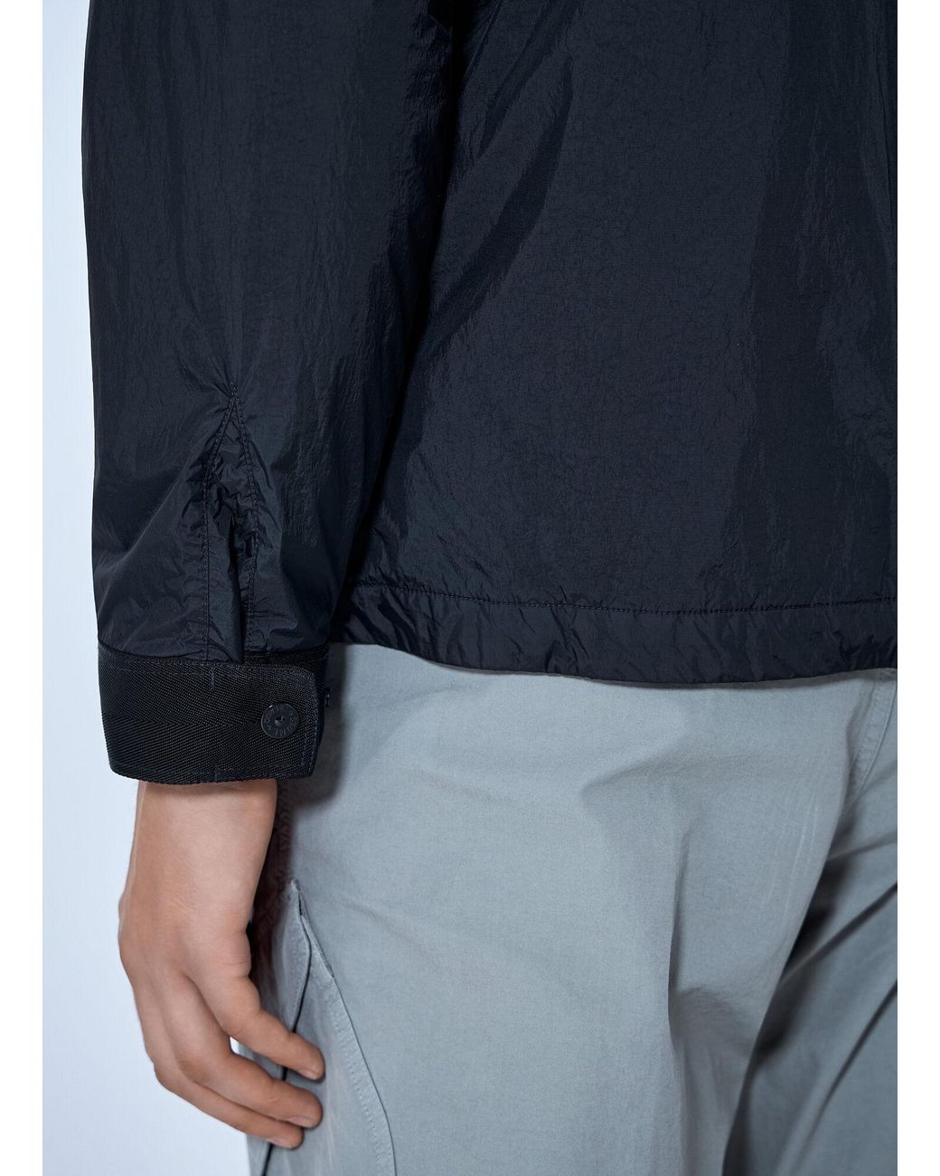 Stone Island Blue Button-Up Nylon Jacket for men