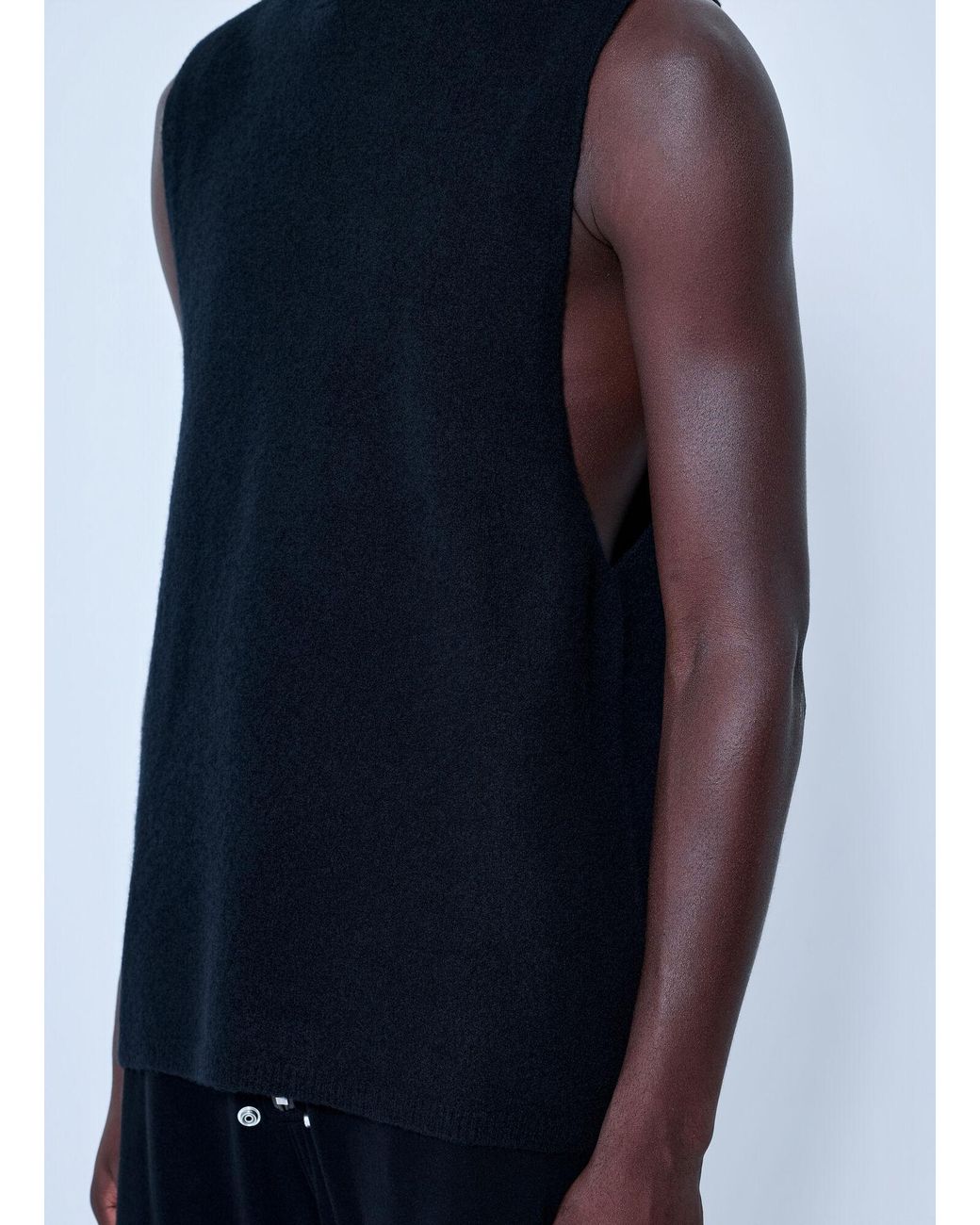 Rick Owens Blue Hooded Tank Top for men