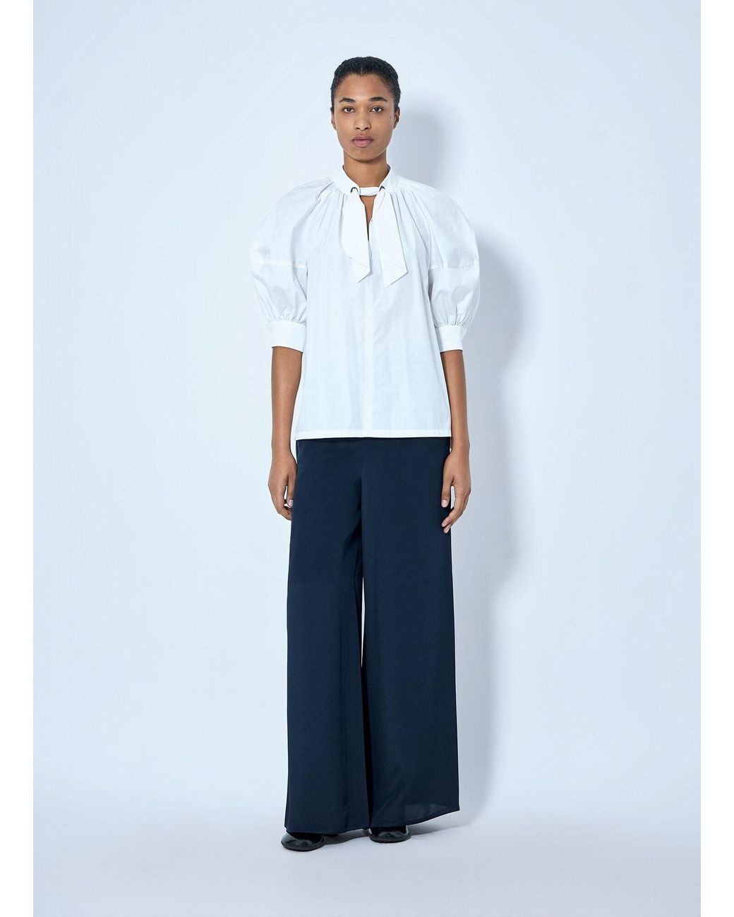 Max Mara White Tie-Neck Blouse