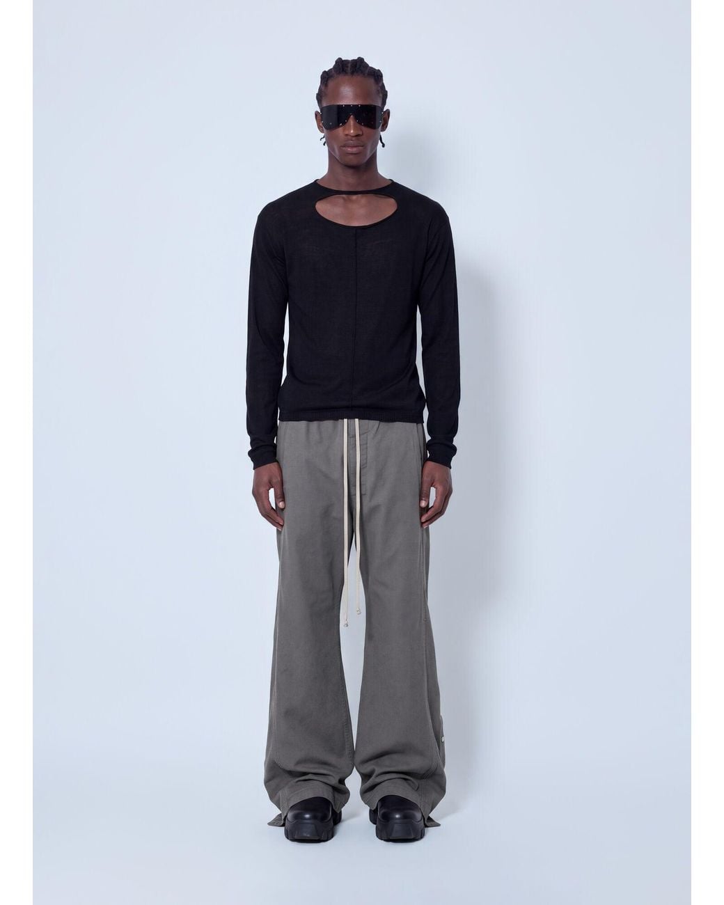 Rick Owens Blue Cut-Out Detail Sweater for men