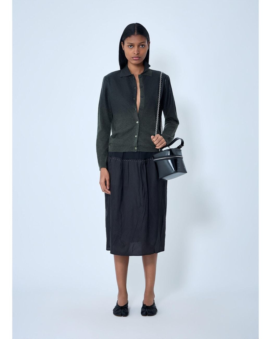 Maison Margiela Blue Button-Up Knit Cardigan