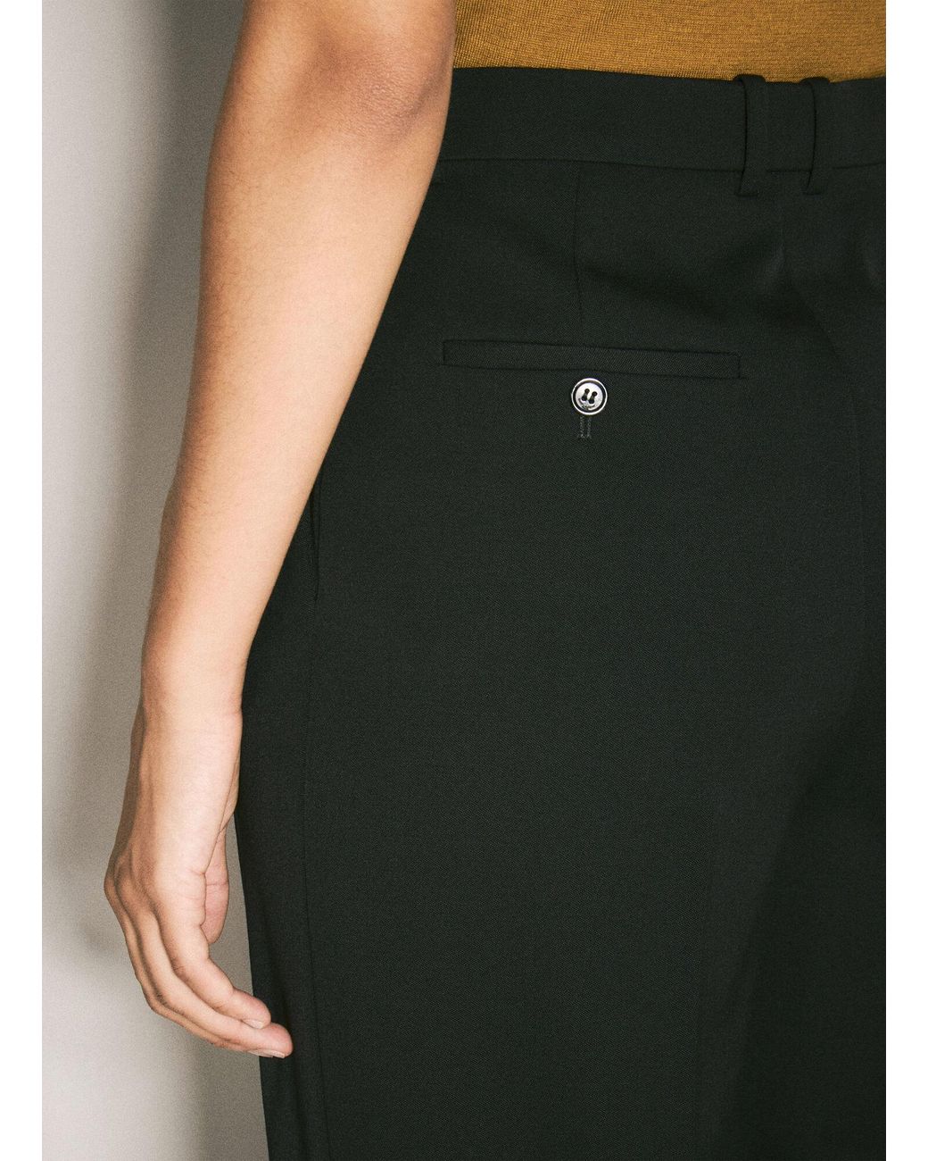 Saint Laurent Black Wide-Leg Wool Pants