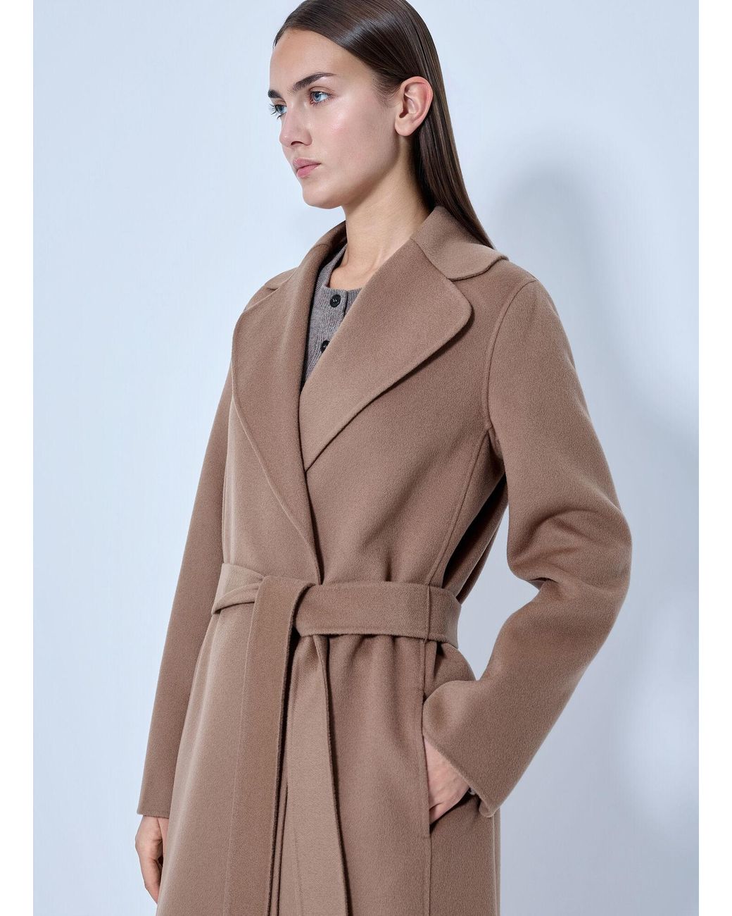 Max Mara Blue Belted Wool Coat