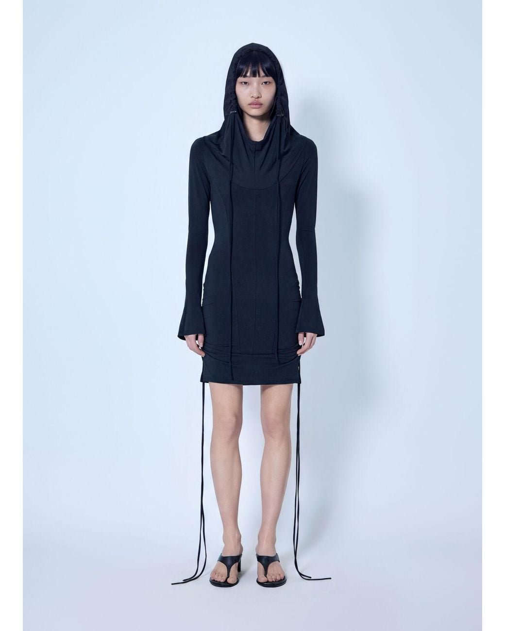 KNWLS Blue Cu Hooded Mini Dress