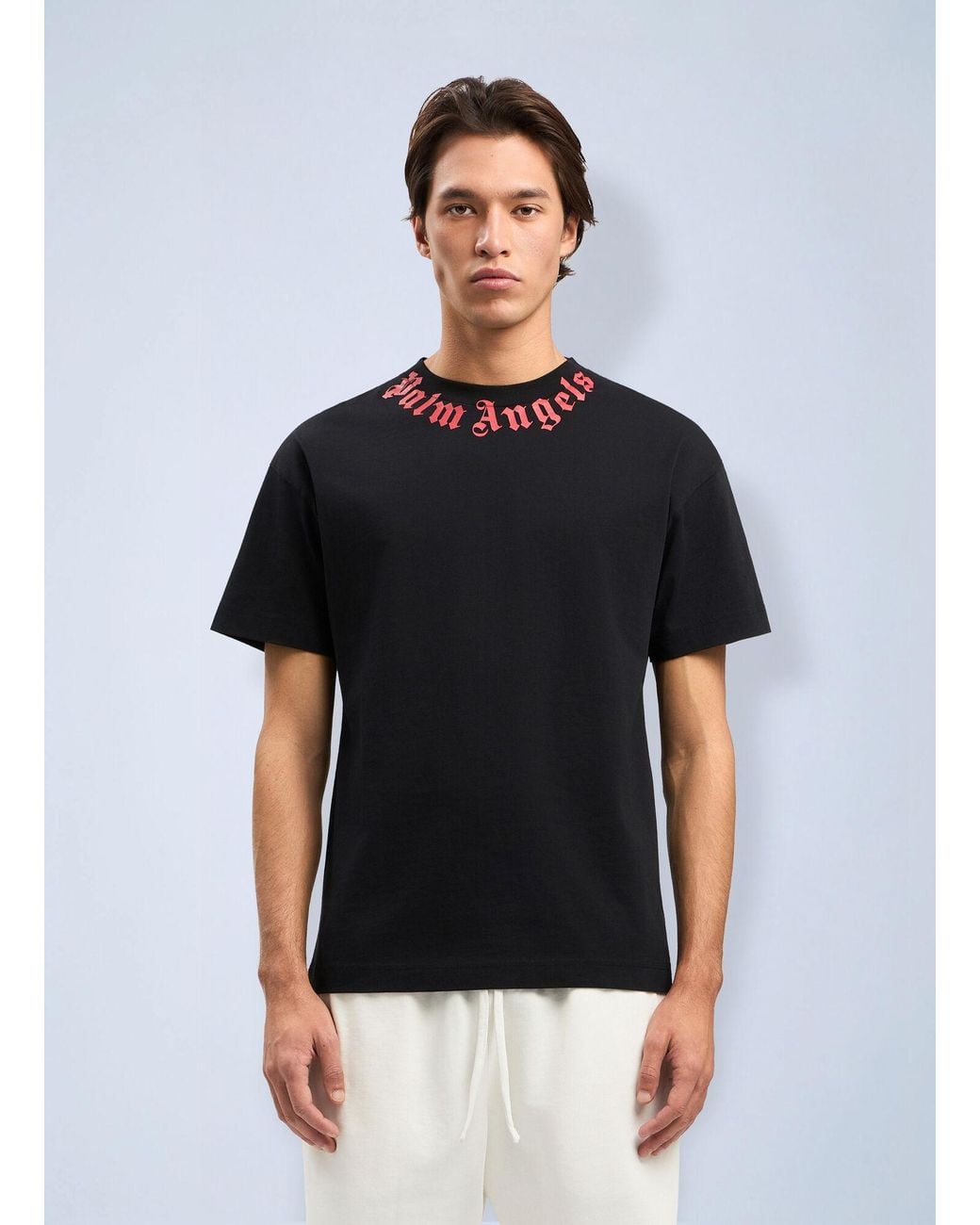 Palm Angels Black Neck Logo T-Shirt for men