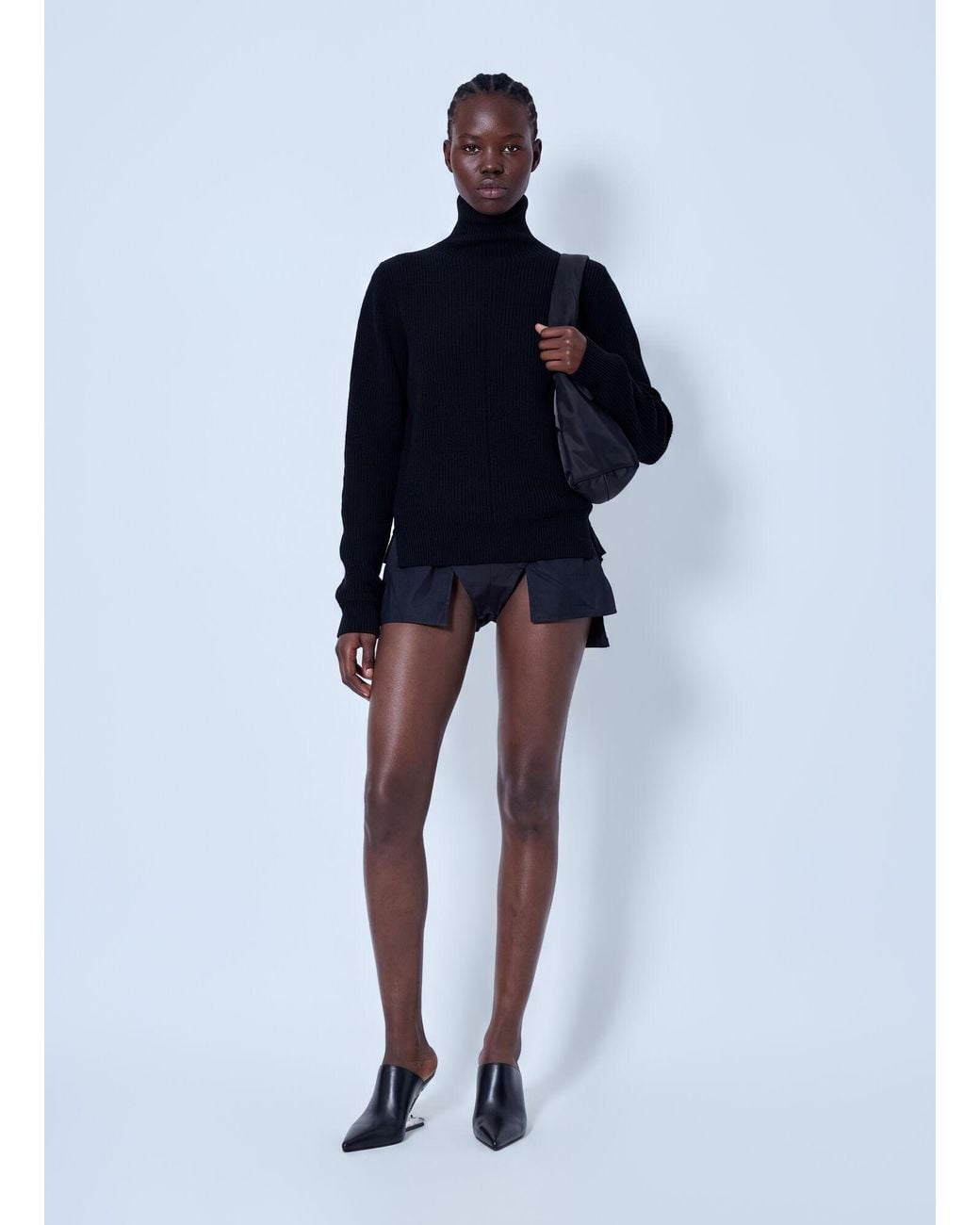 Rick Owens Blue Fisherman Turtleneck Sweater