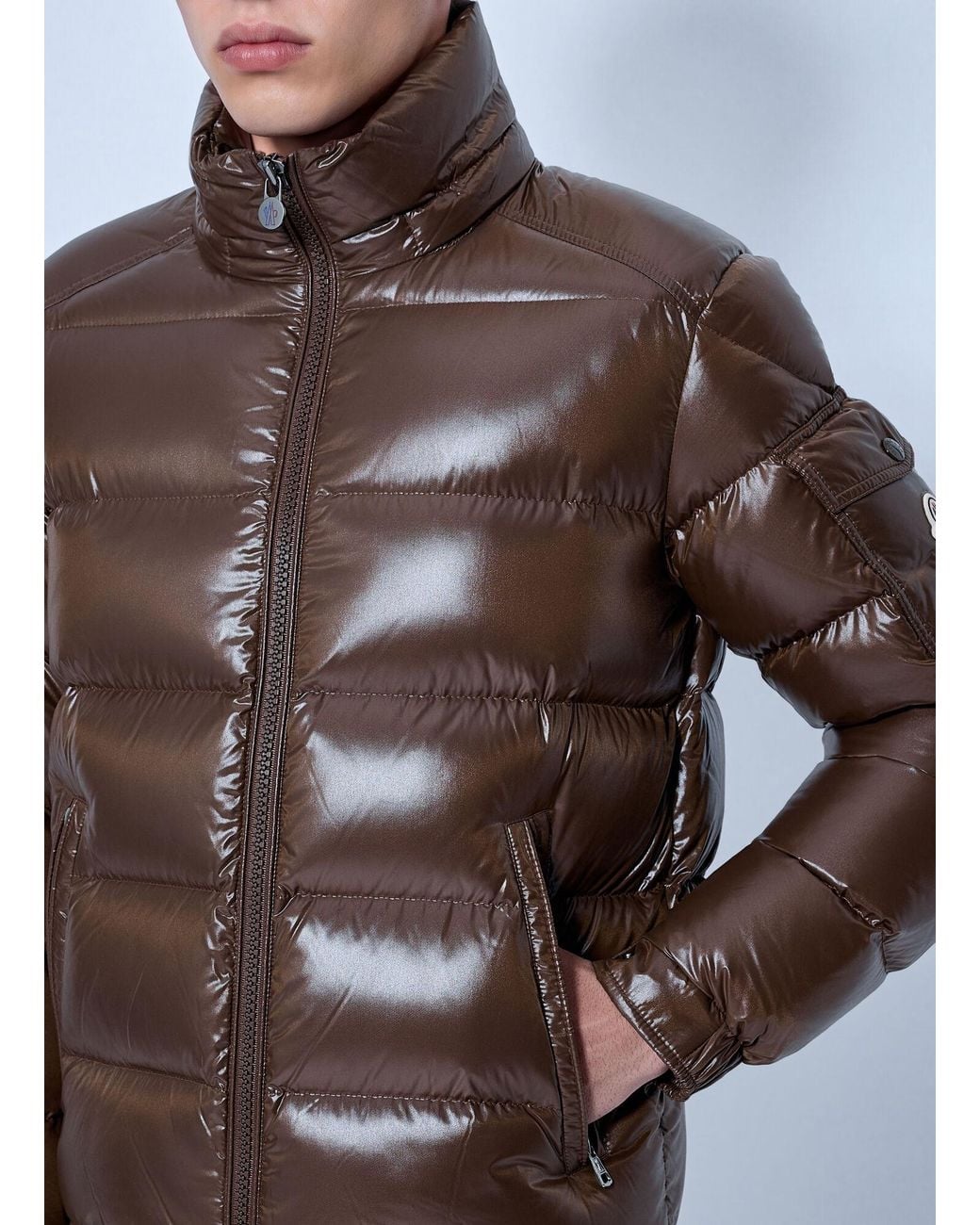 Moncler Brown Maya Hooded Short Down Jacket for men