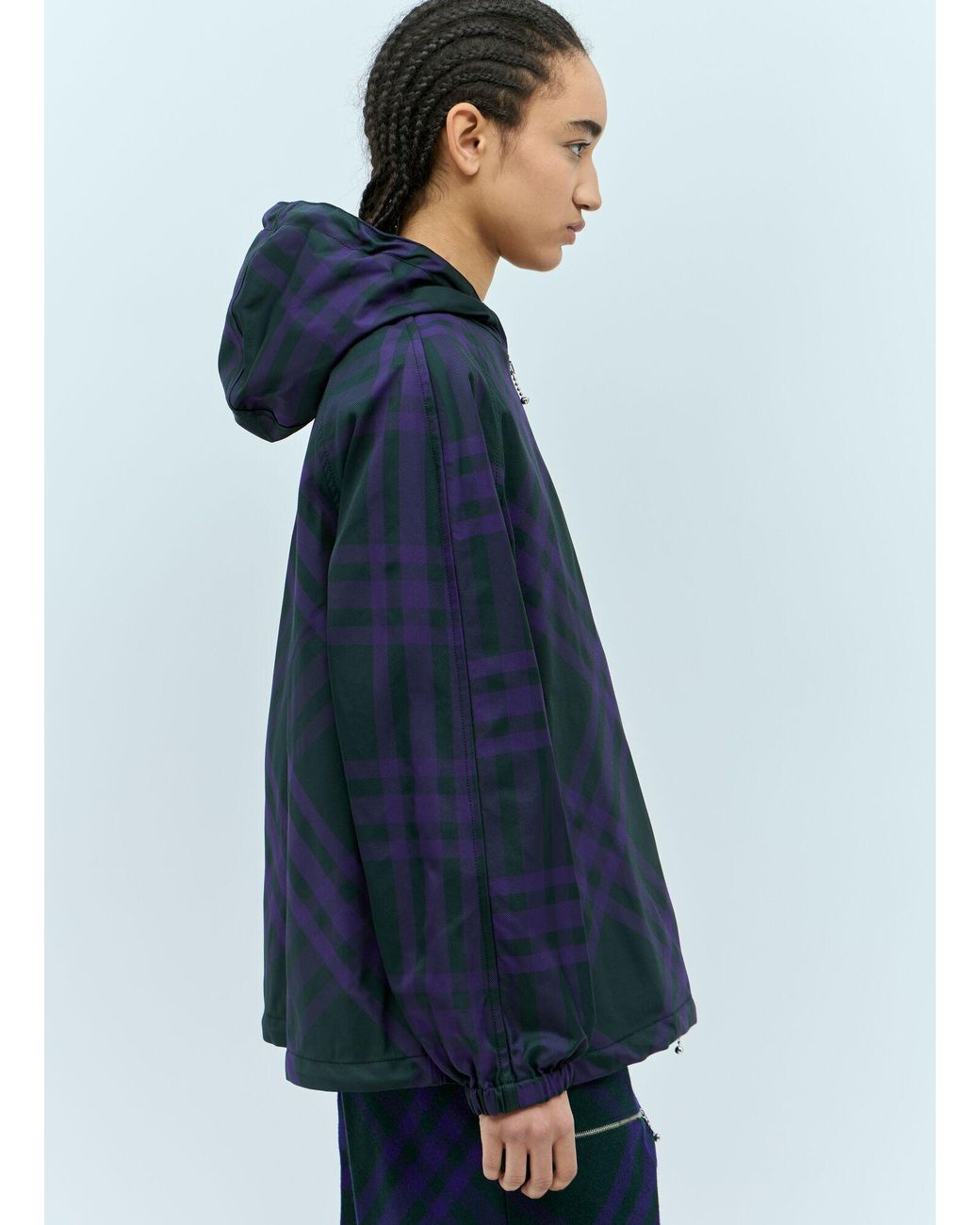 Burberry Blue Check Nylon-Twill Windbreaker Jacket